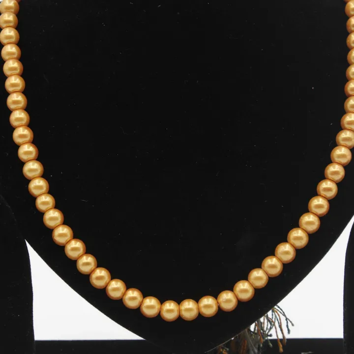 Golden Color Glass Fancy Mala / Necklace for Women – 12" | Prosperity Aura & Confidence Vibes