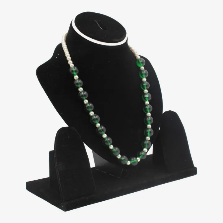 Green Color Fancy Glass Mala/Necklace For Women 8"