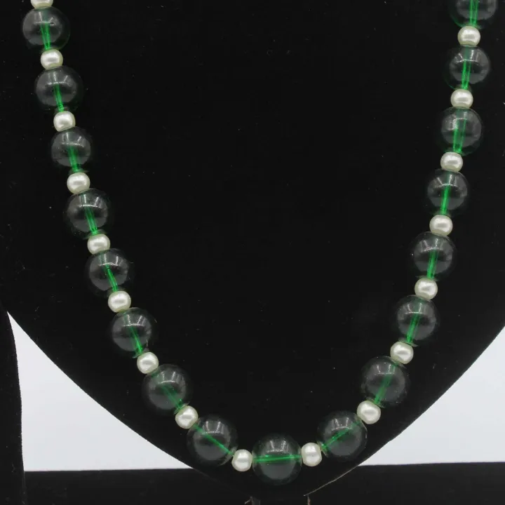Green Color Fancy Glass Mala/Necklace For Women 8"