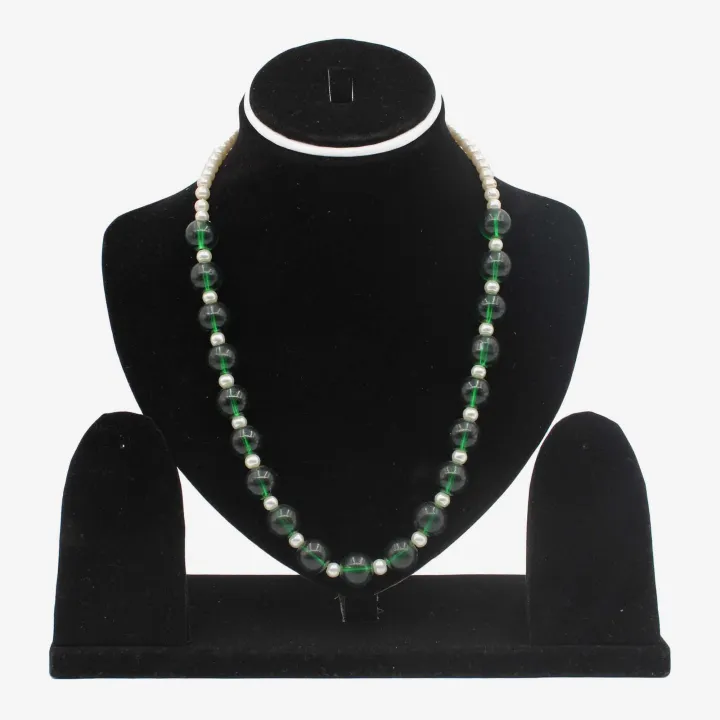 Green Color Fancy Glass Mala/Necklace For Women 8"