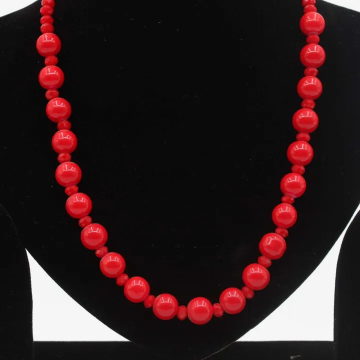 Red Color Fancy Glass Mala/Necklace For Women 8"
