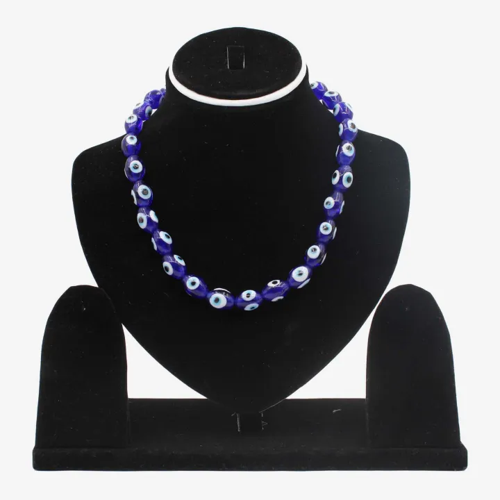 Blue Color 30-Bead Saturn Eye Sani Crystal Mala / Necklace for Women (10″) – Strength, Stability & Protection