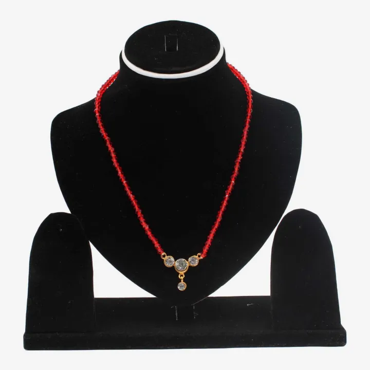 Red Color Glass Fancy Mangal Sutra (6") – Prosperity, Protection & Harmony for Married Women