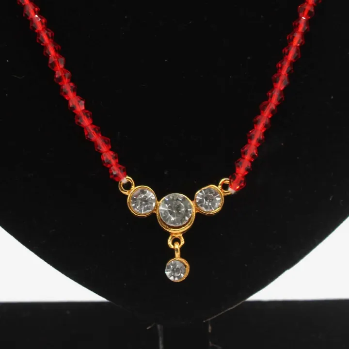 Red Color Glass Fancy Mangal Sutra (6") – Prosperity, Protection & Harmony for Married Women