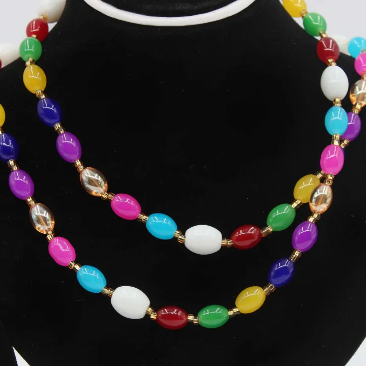 Multicolor Glass Fancy Mala/Necklace for Women (10") – Spiritual Healing, Prosperity, & Balance