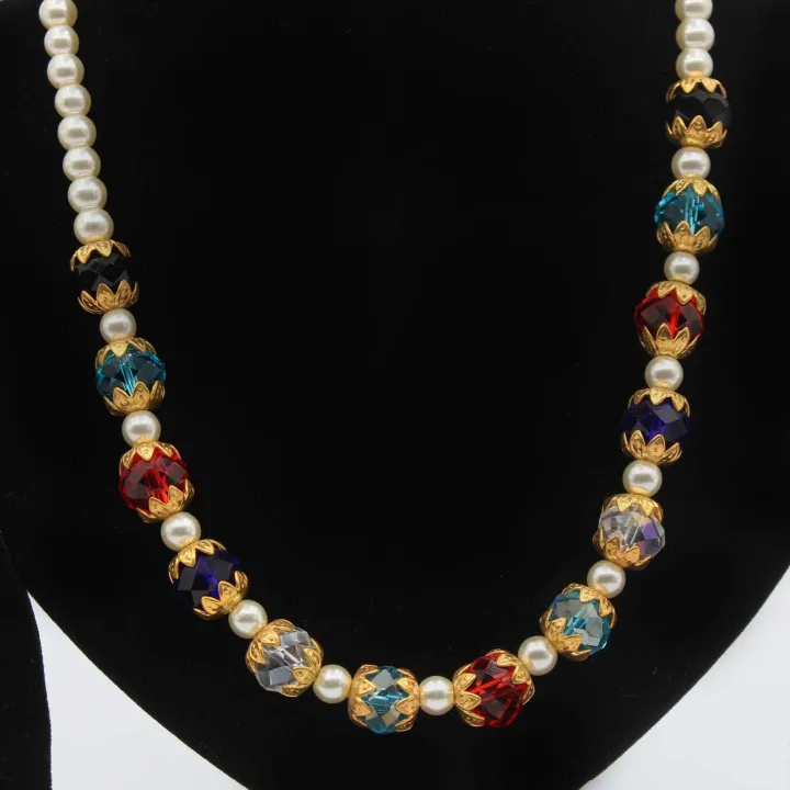 Multicolor Glass and Moti Necklace for Women (8") – Prosperity, Protection & Emotional Healing