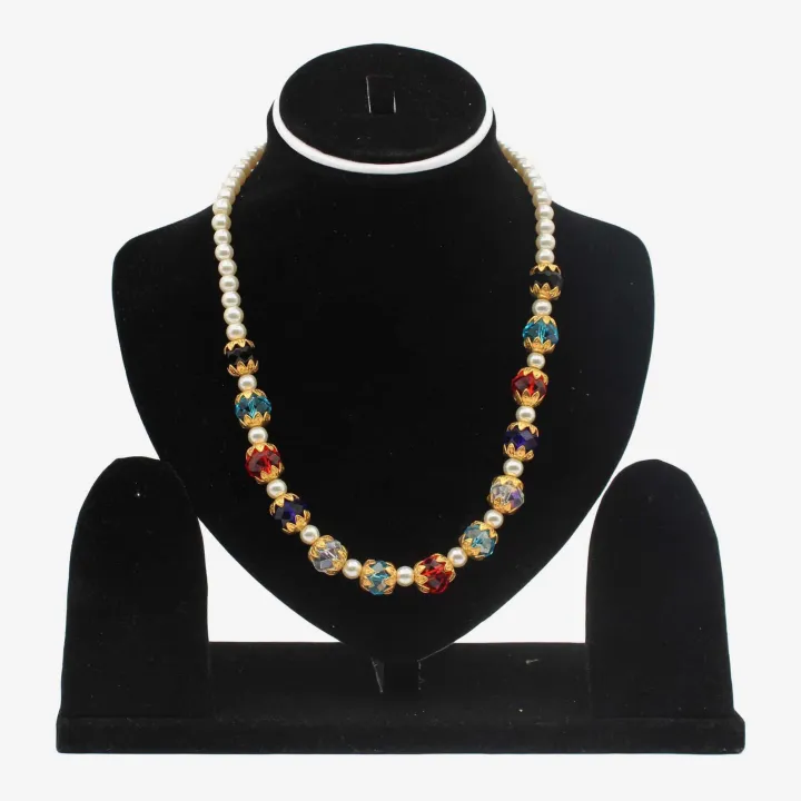 Multicolor Glass and Moti Necklace for Women (8") – Prosperity, Protection & Emotional Healing