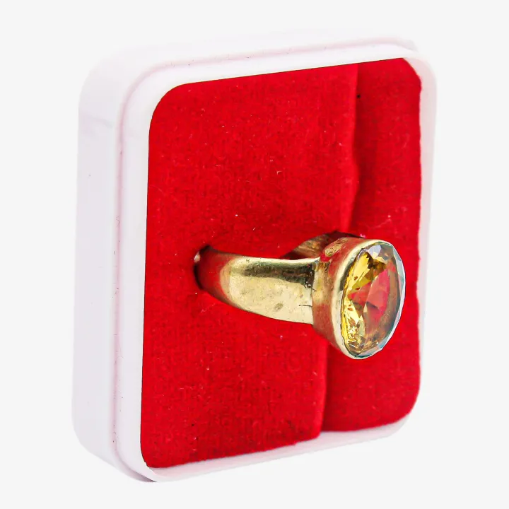 Unisex Golden Color Stoned Ashta Dhatu Ring (Size 18) – Eight Sacred Metals Energy Balance Ring