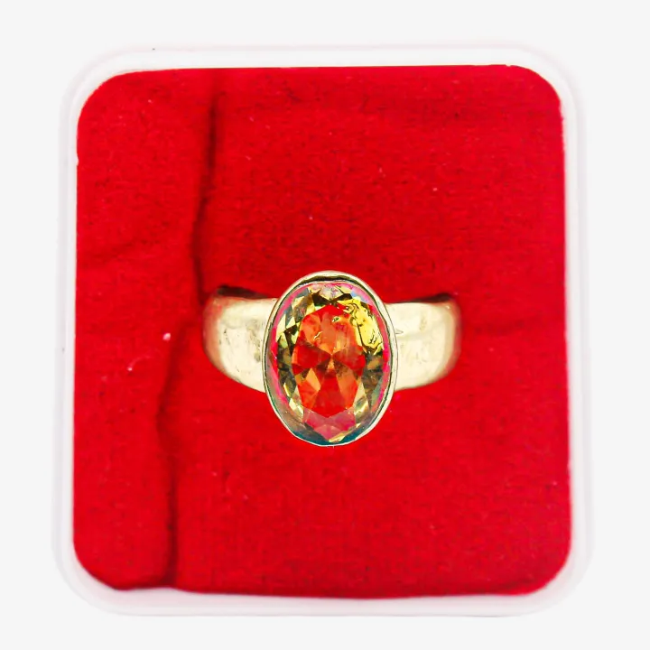 Unisex Golden Color Stoned Ashta Dhatu Ring (Size 18) – Eight Sacred Metals Energy Balance Ring
