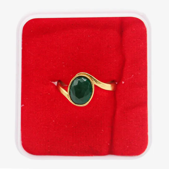 Unisex Golden Color Stoned Ashta Dhatu Ring (Size 18) – Sacred Eight-Metal Protection & Balance Ring