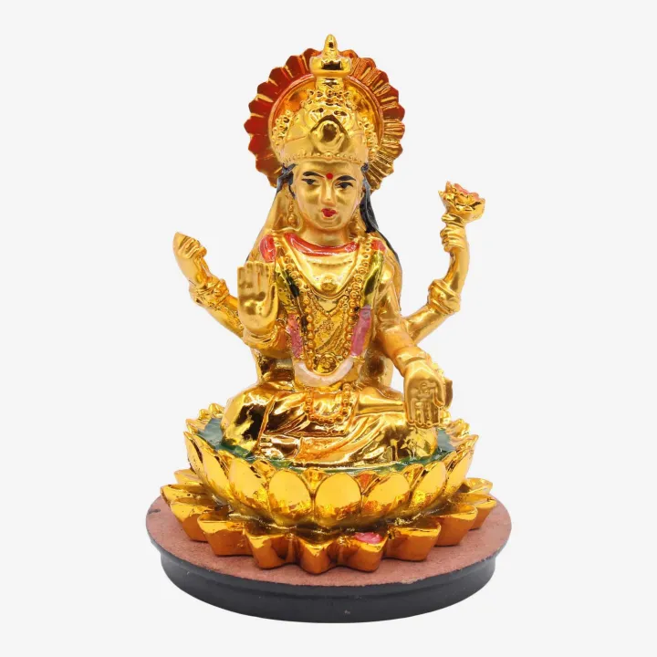 Golden Color Laxmi Statue (4”) – Wealth, Prosperity & Abundance Figurine