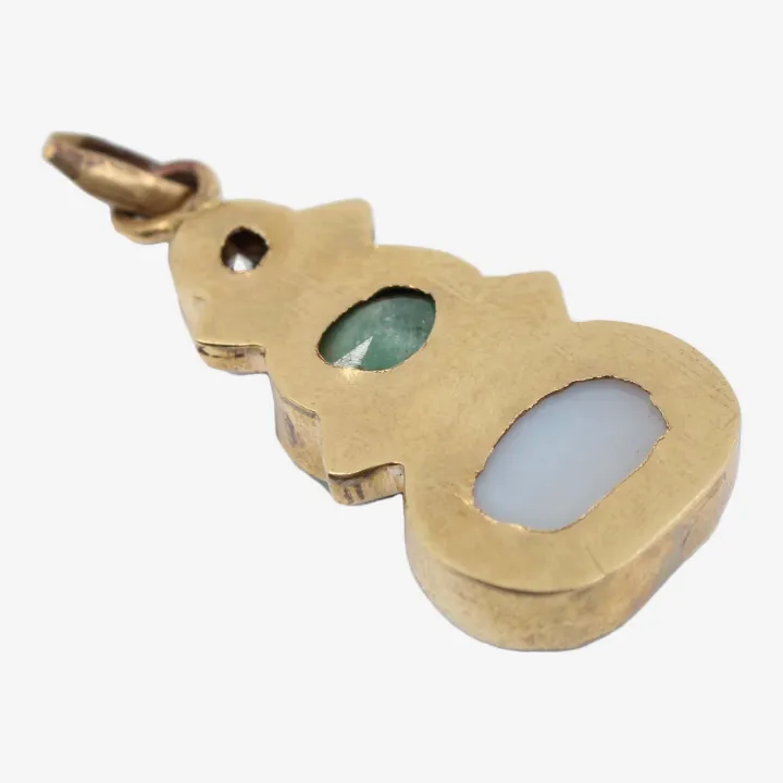 Golden/White/Green Color Three Stoned Astha Dhatu Pendant – Protection, Balance & Positive Energy