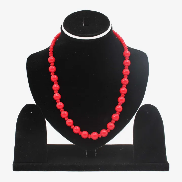Red Color Fancy Glass Mala/Necklace For Women 8"