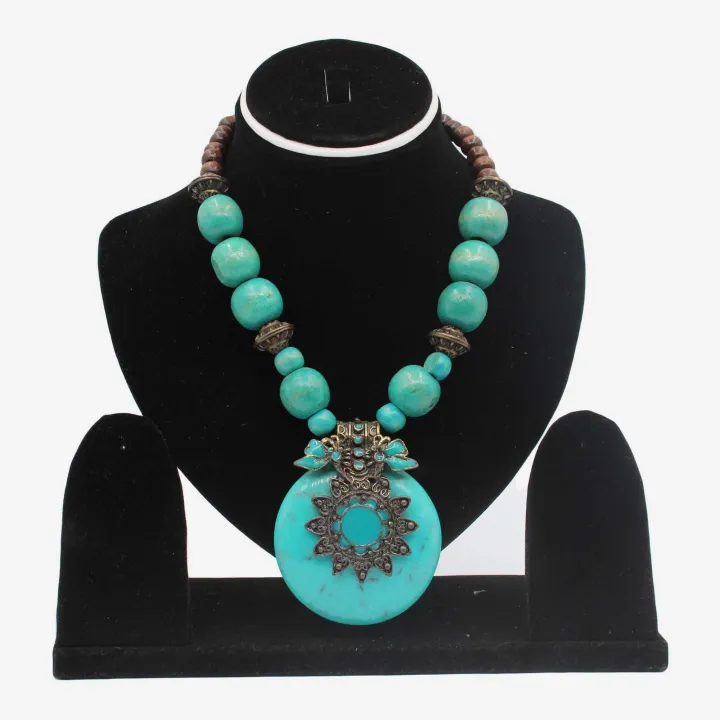 Aqua Blue Color Astha Dhatu Mala/Necklace for Women (10") – Emotional Healing, Spiritual Protection & Prosperity